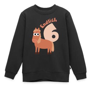 Endlich 6 Jahre Alt - 6. Geburtstag Pferd - Kinder Premium Organic Sweatshirt - Schwarz - Vorne - AI Model Kid Female (0cm)