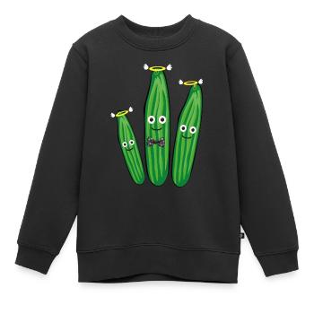 famille du concombre,concombre,concombre,mouche,halo - Sweat Premium enfant bio - noir - Devant - AI Model Kid Female (0cm)