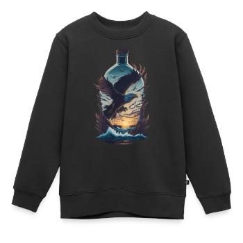 Adler Flasche - Kinder Premium Organic Sweatshirt - Schwarz - Vorne - AI Model Kid Female (0cm)