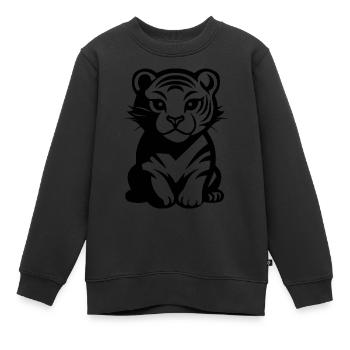 Tiger Big Cat - Kids Premium Organic Sweatshirt - black - Front - AI Model Kid Female (0cm)