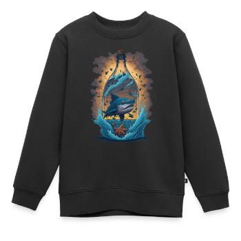 Hai Flasche - Kinder Premium Organic Sweatshirt - Schwarz - Vorne - AI Model Kid Female (0cm)