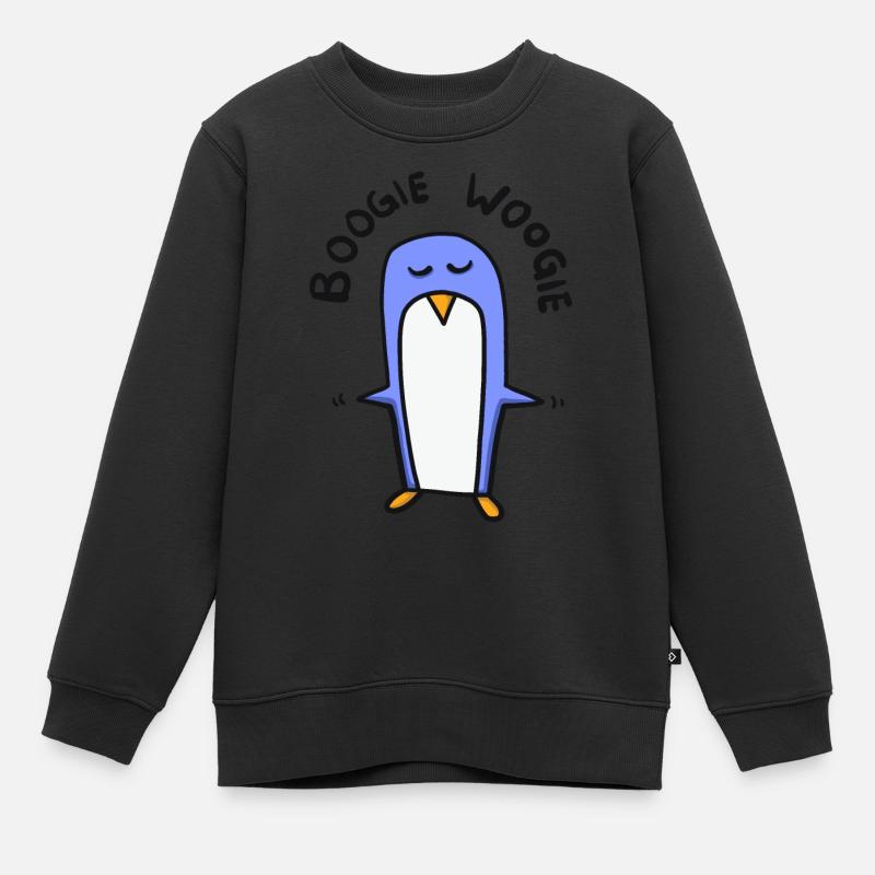 Pinguin tanzt boogie woogie - Kinder Premium Organic Sweatshirt - Schwarz