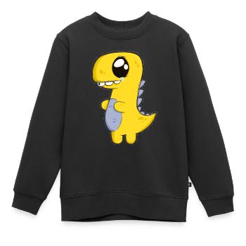 Trauriger Dino - Kinder Premium Organic Sweatshirt - Schwarz - Vorne - AI Model Kid Female (0cm)