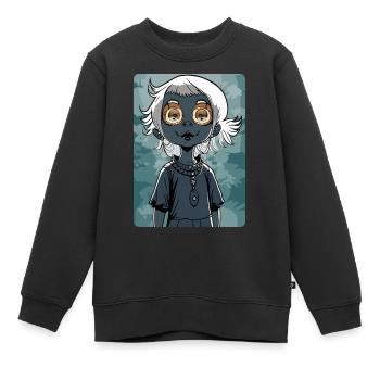 Petite fille effrayante et mystérieuse avec un œil hypnotique - Sweat Premium enfant bio - noir - Devant - AI Model Kid Female (0cm)