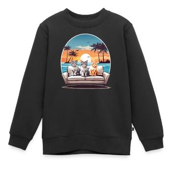 Katzen am Meer - Kinder Premium Organic Sweatshirt - Schwarz - Vorne - AI Model Kid Female (0cm)