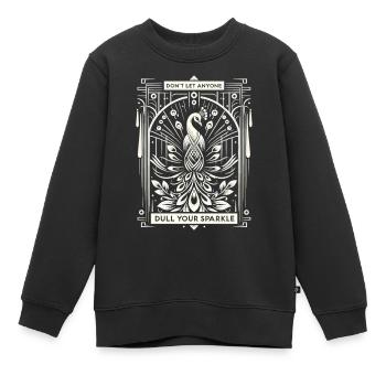 Élégant paon blanc : Splendeur Art déco - Sweat Premium enfant bio - noir - Devant - AI Model Kid Female (0cm)