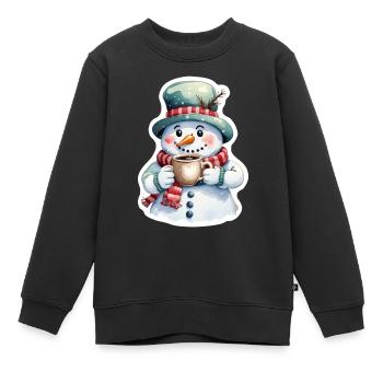 Schneemann - Kinder Premium Organic Sweatshirt - Schwarz - Vorne - AI Model Kid Female (0cm)