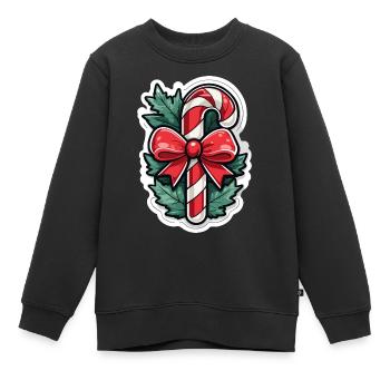 Zuckerstange Weihnachten Zeichnung - Kinder Premium Organic Sweatshirt - Schwarz - Vorne - AI Model Kid Female (0cm)