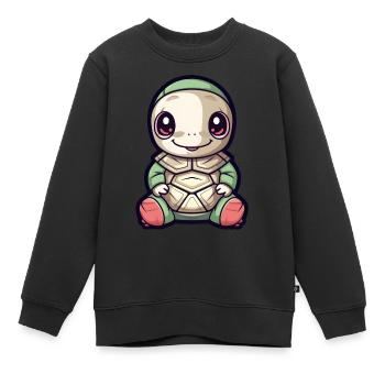Turtle in Cartoon Style - Cute Design 1 - Kids Premium Organic Sweatshirt - black - Front - AI Model Kid Female (0cm)