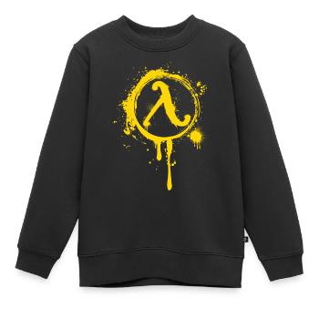 Symbole Lambda de résistance - Sweat Premium enfant bio - noir - Devant - AI Model Kid Female (0cm)