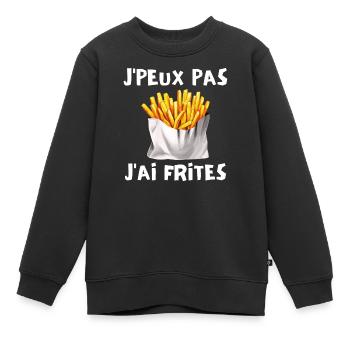 frites, manger des frites, fast food - Sweat Premium enfant bio - noir - Devant - AI Model Kid Female (0cm)