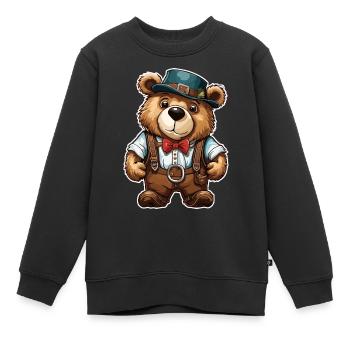 Lederhosen / Animal / Costume traditionnel / Tradition / Ours - Sweat Premium enfant bio - noir - Devant - AI Model Kid Female (0cm)