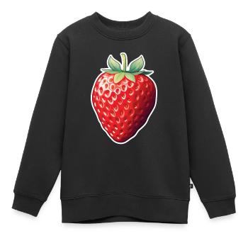 Erdbeere fruchtig - Kinder Premium Organic Sweatshirt - Schwarz - Vorne - AI Model Kid Female (0cm)