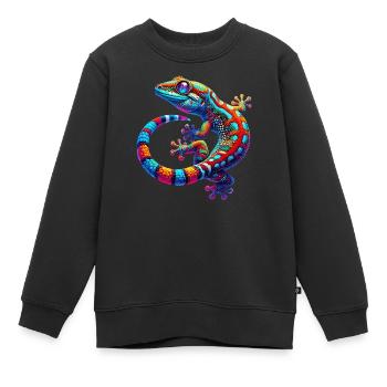 Gecko - Sweat Premium enfant bio - noir - Devant - AI Model Kid Female (0cm)