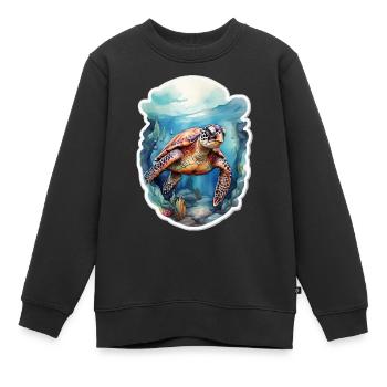 Meers Schildkröte unter Wasser - Kinder Premium Organic Sweatshirt - Schwarz - Vorne - AI Model Kid Female (0cm)