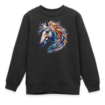 Pferd - Kinder Premium Organic Sweatshirt - Schwarz - Vorne - AI Model Kid Female (0cm)