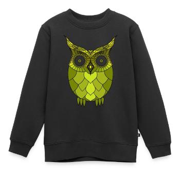 Stylized Green Steampunk Owl - Kids Premium Organic Sweatshirt - black - Front - AI Model Kid Female (0cm)