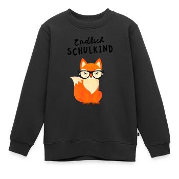 Endlich Schulkind Fuchs Einschulung - Kinder Premium Organic Sweatshirt - Schwarz - Vorne - AI Model Kid Female (0cm)