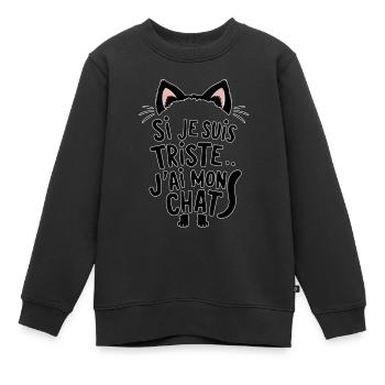 wenn ich traurig bin... Ich habe meine Katze - Kinder Premium Organic Sweatshirt - Schwarz - Vorne - AI Model Kid Female (0cm)
