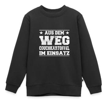 Hors du chemin Couch Potato en utilisation Design - Sweat Premium enfant bio - noir - Devant - AI Model Kid Female (0cm)