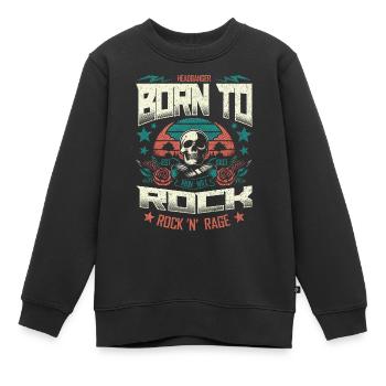Born To Rock Retro Skull Music Metal Liebhaber - Kinder Premium Organic Sweatshirt - Schwarz - Vorne - AI Model Kid Female (0cm)