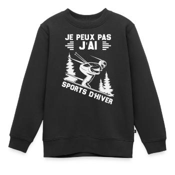 Ich kann keinen Wintersport treiben - Kinder Premium Organic Sweatshirt - Schwarz - Vorne - AI Model Kid Female (0cm)