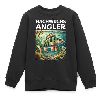 Nachwuchs Angler - Flussbarsch Motiv - Kinder Premium Organic Sweatshirt - Schwarz - Vorne - AI Model Kid Female (0cm)