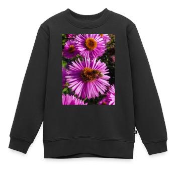 Italienische Gänseblümchen (auf Deutsch Berg-Aster Aster amellus - Kinder Premium Organic Sweatshirt - Schwarz - Vorne - AI Model Kid Female (0cm)