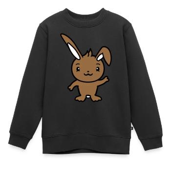 Hase winkt freundlich Begrüßung Hand winken Hallo - Kinder Premium Organic Sweatshirt - Schwarz - Vorne - AI Model Kid Female (0cm)