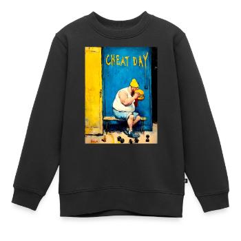 "Cheat Day" by van Gogh - Kids Premium Organic Sweatshirt - black - Front - AI Model Kid Female (0cm)
