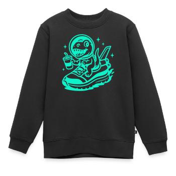 Space Fun Saurus Junior - Kinder Premium Organic Sweatshirt - Schwarz - Vorne - AI Model Kid Female (0cm)