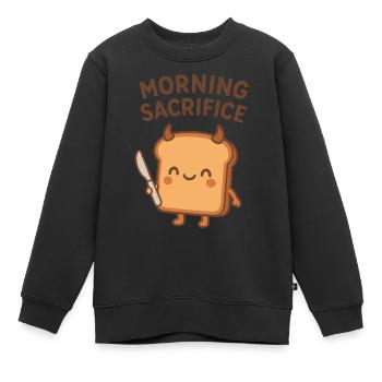 Toast du sacrifice du matin - Sweat Premium enfant bio - noir - Devant - AI Model Kid Female (0cm)
