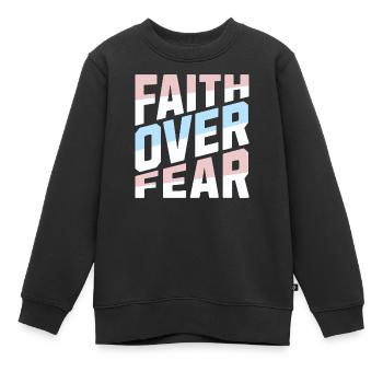 Faith Over Fear Pastell Christlich Inspirierend - Kinder Premium Organic Sweatshirt - Schwarz - Vorne - AI Model Kid Female (0cm)