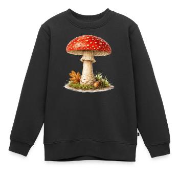 Fliegenpilz Herbsttraum - Kinder Premium Organic Sweatshirt - Schwarz - Vorne - AI Model Kid Female (0cm)