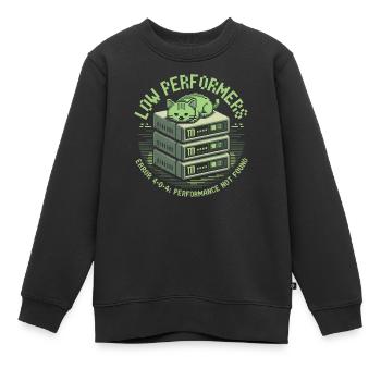 Low Performers Cat Server Pixel Art - Kids Premium Organic Sweatshirt - black - Front - AI Model Kid Female (0cm)