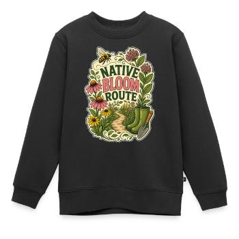 NATIVE BLOOM ROUTE - Kids Premium Organic Sweatshirt - black - Front - AI Model Kid Female (0cm)