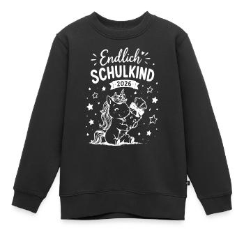 Endlich Schulkind 2026 Einhorn - Kinder Premium Organic Sweatshirt - Schwarz - Vorne - AI Model Kid Female (0cm)