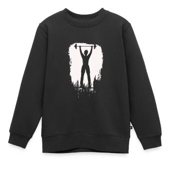 Musculation Haltérophilie Fitness Workout - Sweat Premium enfant bio - noir - Devant - AI Model Kid Female (0cm)