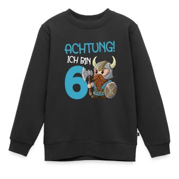 6 Jahre Geburtstag Ritter 6. Geburtstag Wikinger - Kinder Premium Organic Sweatshirt - Schwarz - Vorne - AI Model Kid Female (0cm)