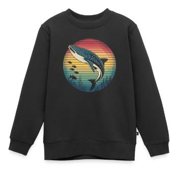Rétro baleine requin requin mer océan animaux marins - Sweat Premium enfant bio - noir - Devant - AI Model Kid Female (0cm)