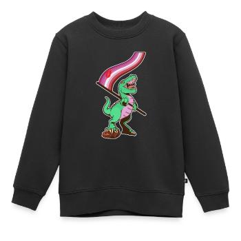 LGBTQ-Flagge - Dinosaurier-Lippenstift - Kinder Premium Organic Sweatshirt - Schwarz - Vorne - AI Model Kid Female (0cm)