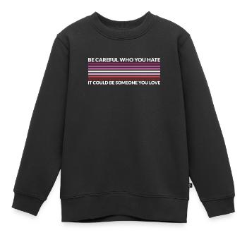 Attention qui déteste - Rouge à lèvres LGBTQ - Sweat Premium enfant bio - noir - Devant - AI Model Kid Female (0cm)