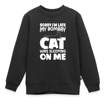 Désolé d’être en retard - Bombay Cat - Sweat Premium enfant bio - noir - Devant - AI Model Kid Female (0cm)