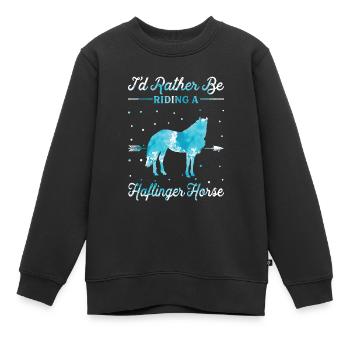 Monter sur un cheval Haflinger - Sweat Premium enfant bio - noir - Devant - AI Model Kid Female (0cm)