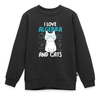 J’adore les maths et les chats - Algèbre - Sweat Premium enfant bio - noir - Devant - AI Model Kid Female (0cm)