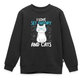 Ich Liebe Katzen - Set Theory - Kinder Premium Organic Sweatshirt - Schwarz - Vorne - AI Model Kid Female (0cm)