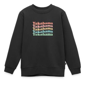 Vintage 70s Hippie Japan City - Retro Yokohama - Sweat Premium enfant bio - noir - Devant - AI Model Kid Female (0cm)