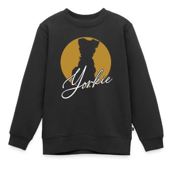 Liebenswerter Yorkie im Farbkreis mit Schriftzug - Kinder Premium Organic Sweatshirt - Schwarz - Vorne - AI Model Kid Female (0cm)
