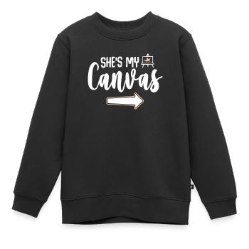 Meine Leinwand Meine Farbe - Paar Matching - Kinder Premium Organic Sweatshirt - Schwarz - Vorne - AI Model Kid Female (0cm)