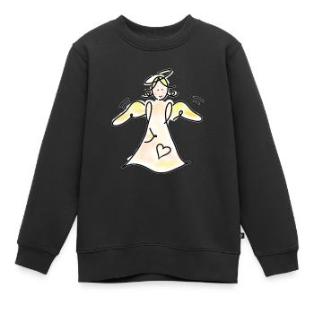 Schutzengel mit Heiligenschein - Kinder Premium Organic Sweatshirt - Schwarz - Vorne - AI Model Kid Female (0cm)